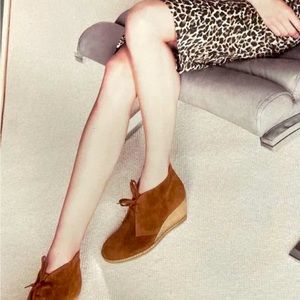 Jcrew Mcalister dark cognac wedge booties in size 6
